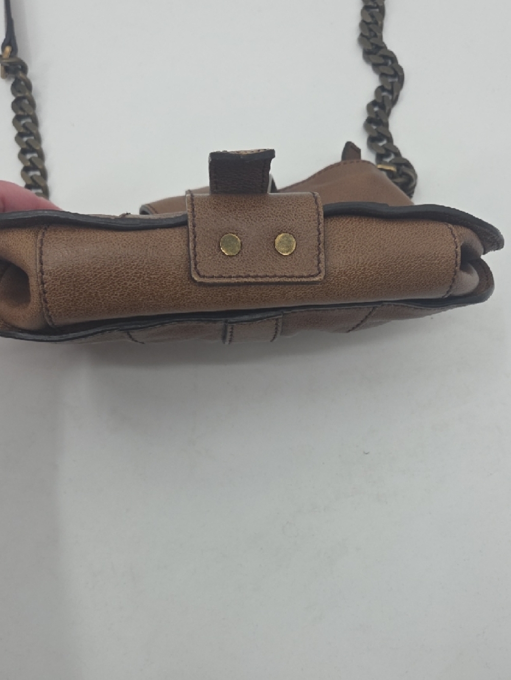 Burberry Brown Leather Crossbody with Chain Accent GORGEOUS - Picture 4 of 16